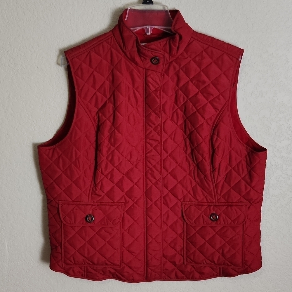 Van Heuse Vest Womens Size XL Quilted Fleece Lined Burgundy Red